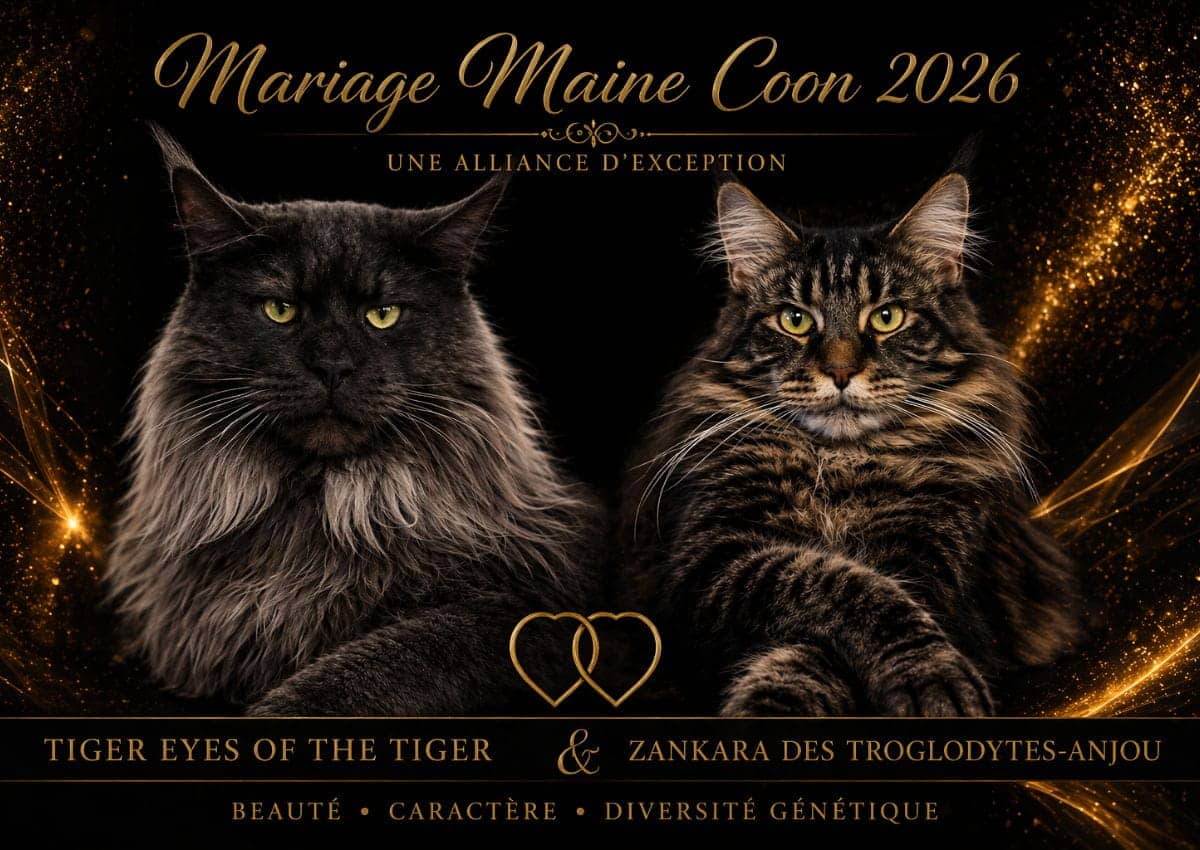Mariage 2026 Tiger eyes of the tiger et zankara des troglodytes-anjou. Maine coon tarn occitanie